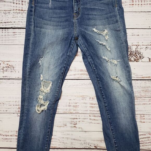 Bridge by Gly jeans - Curvy High Rise Ankle distressed skinny jeans raw hem - Picture 8 of 13